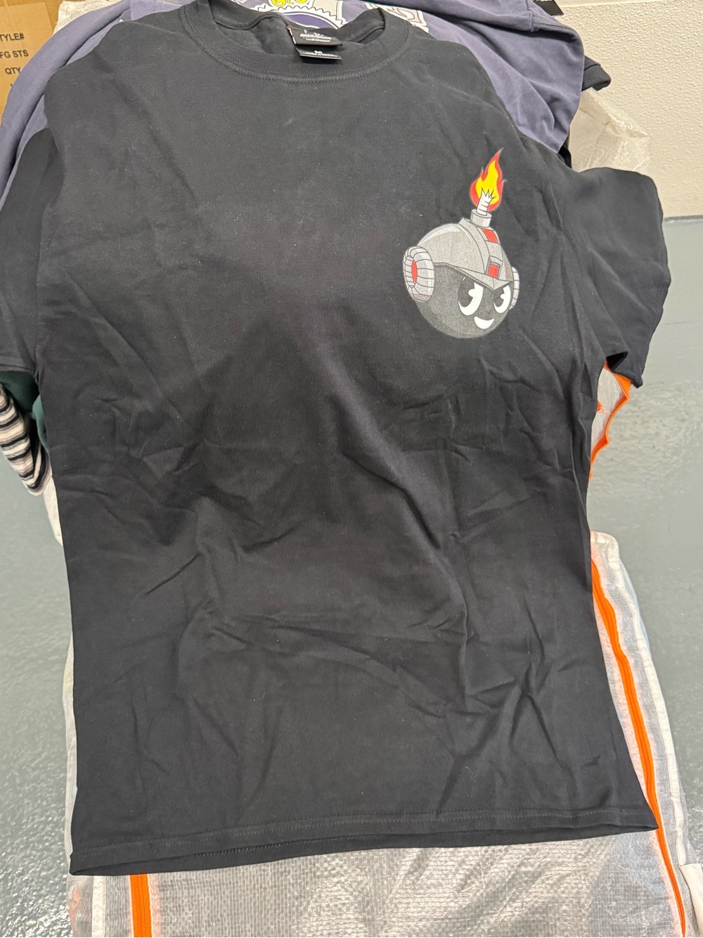 The Hundreds Black Tee with Flame Bomb Chest Graphic